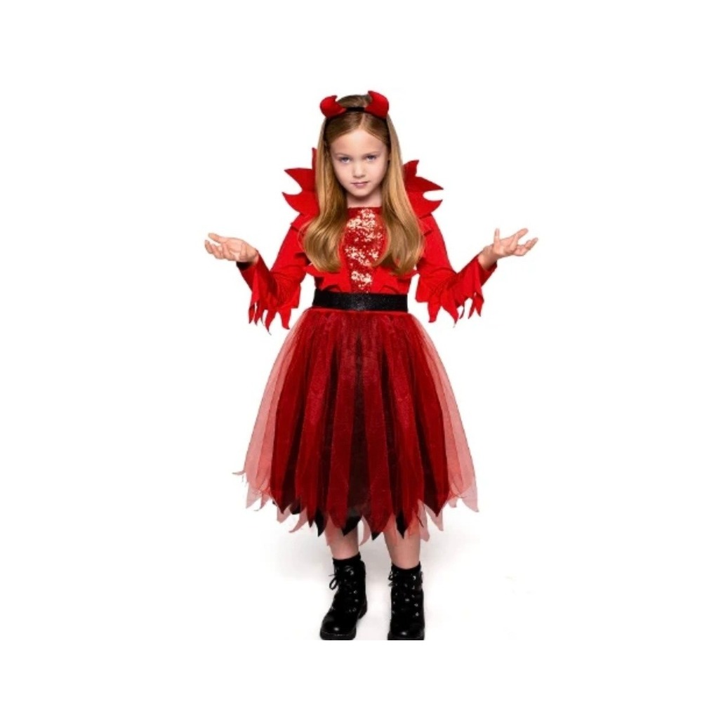 spooktacular creations devil costume black red, kids girls medium (8-10 yrs)